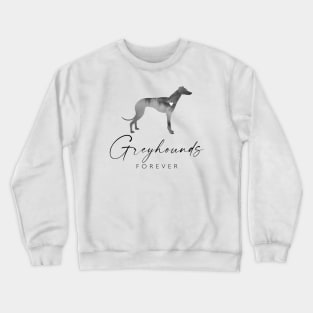 Greyhound Dog Lover Gift - Ink Effect Silhouette - Greyhounds Forever Crewneck Sweatshirt